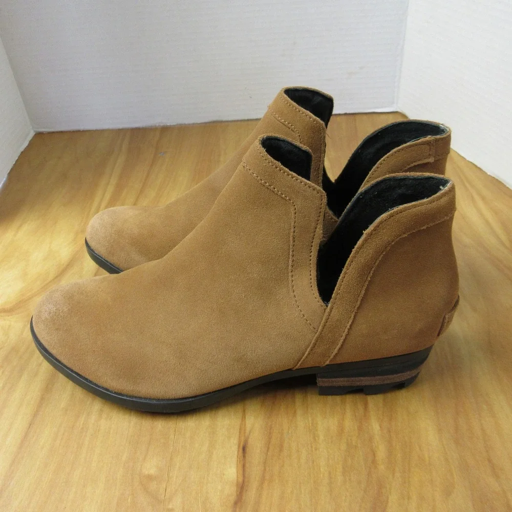 SOREL Lolla Cut-Out Bootie Womens‎ 10 Camel Brown Suede Leather Ankle Boots NEW